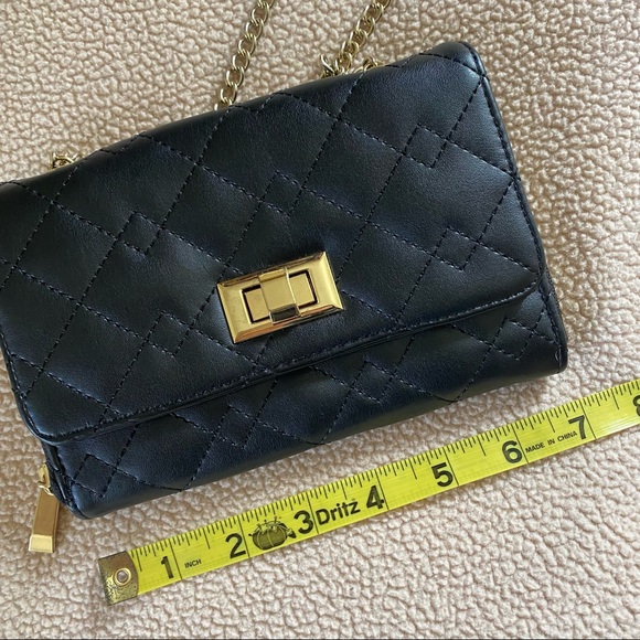 MERONA Black Quilt Textured Gold Chain Crossbody Small Clutch Purse - Picture 11 of 12